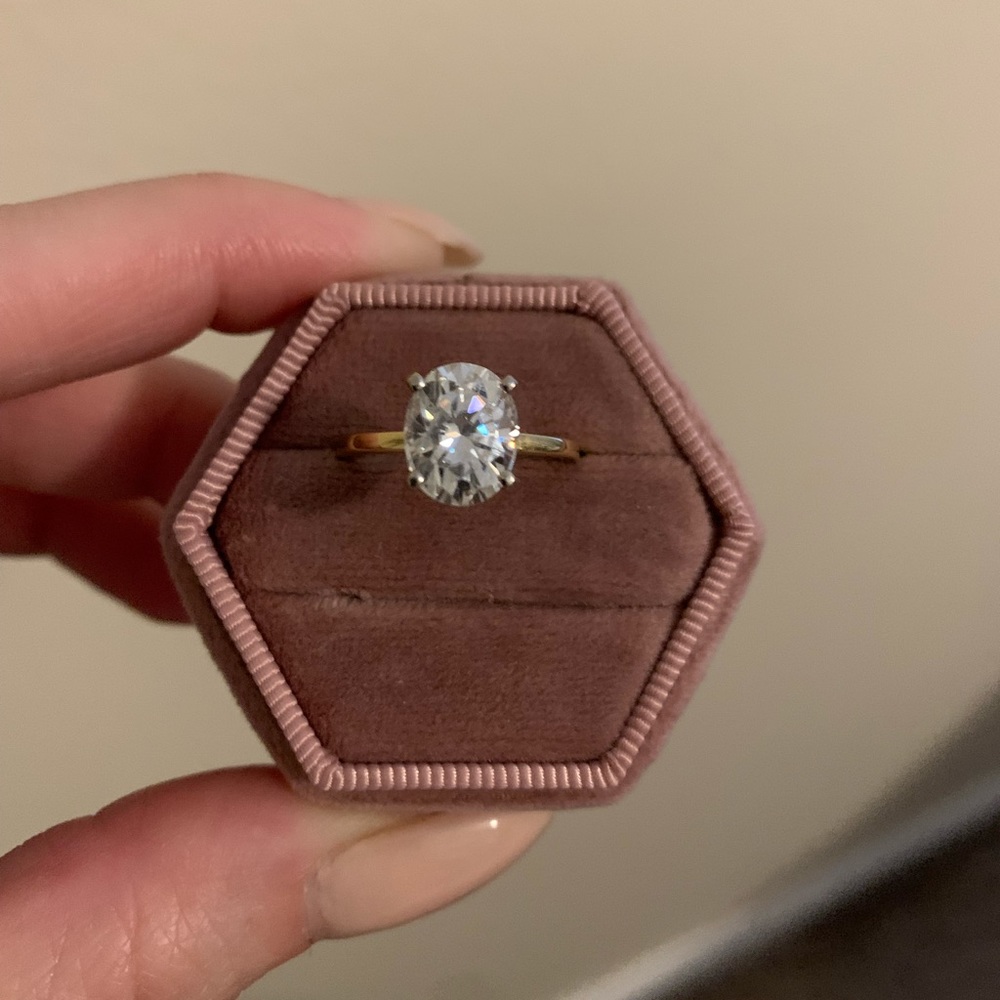 18K Yellow Gold Moissanite Engagement Ring